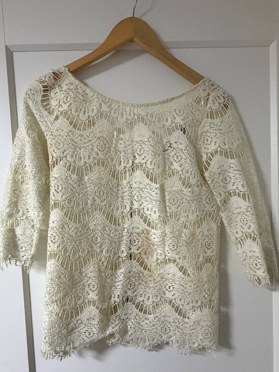 Zara Tops - Vintage-Inspired Sheer Lace Top Perfect Festival Wear
